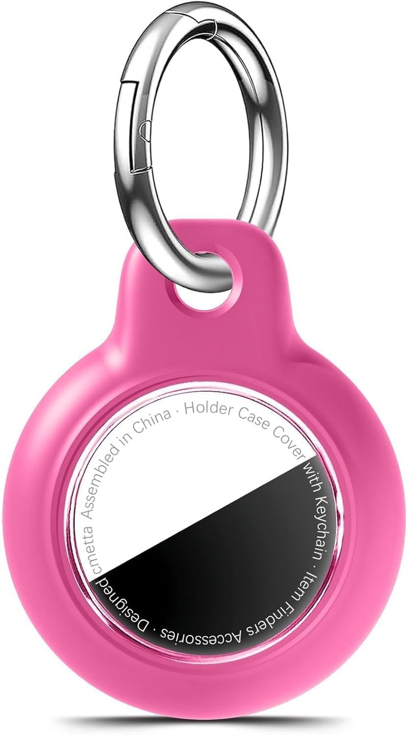 cmetta Waterproof for AirTag Holder Case with Keychain, Ultra-Thin Lightweight PC Hard Shell, Swivel Buckle for Tracking Luggage, Bags, Backpacks, Keys, Pets, Suitcases (Rose Red) - Image 1